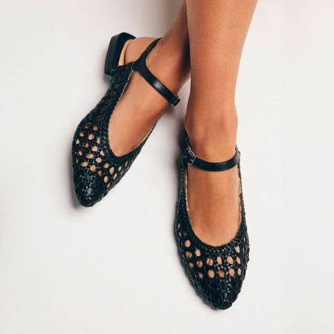 Francesita negra DEBLOIS de Gioseppo, diseño trenzado y destalonado, calzado cómodo y elegante para mujer, ideal para primavera-verano